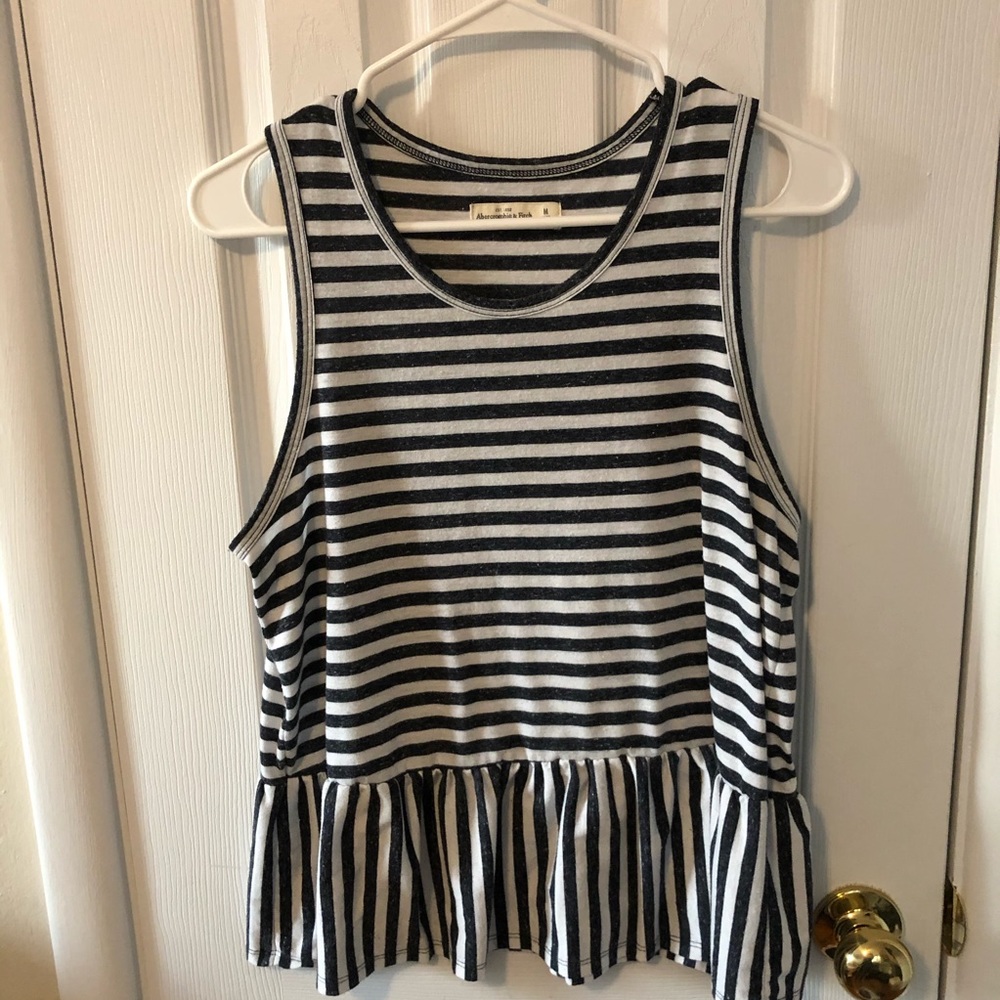 Striped Abercrombie Sleeveless top tank w/ ruffles